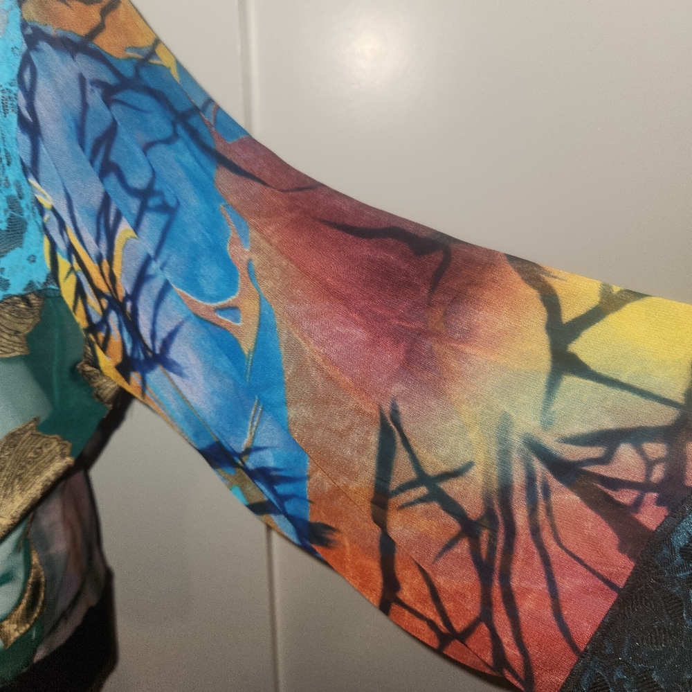 Colorful Silk and Lace Kimono Wrap
